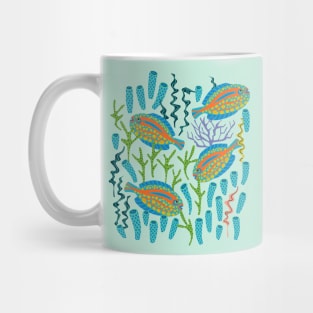 TROPICAL ZONE Coral Reef Fish Undersea Ocean Sea Creatures in Bright Colours on Light Aqua - UnBlink Studio by Jackie Tahara Mug